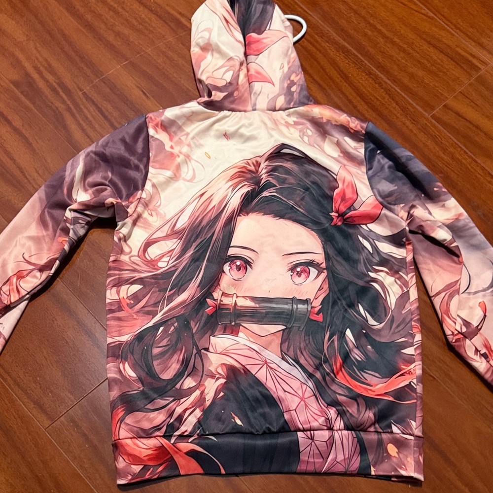Anime Graphic Hoodie with Red and Black Design